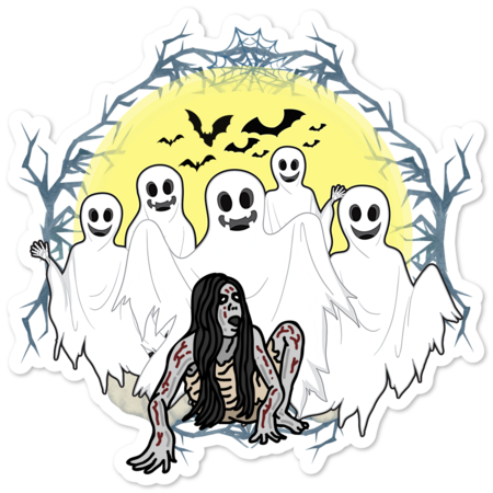 Cute Halloween White Scary Ghosts