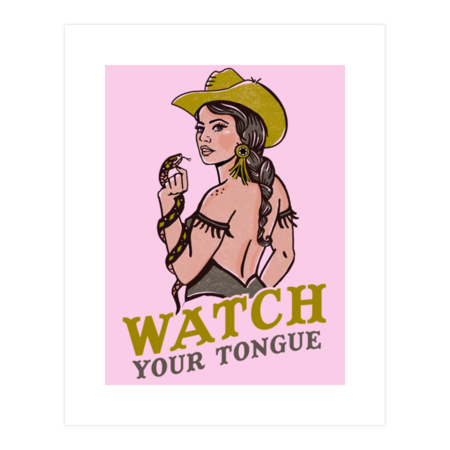 Watch Your Tongue: Sexy Retro Western Cowgirl Pinup & Snake