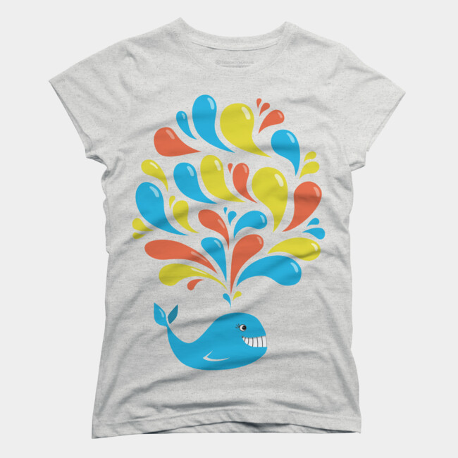 Colorful Splash Happy Cartoon Whale T Shirt By Boriana Design By Humans