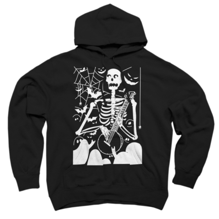 Illustrative skeleton guitar player halloween skull art
