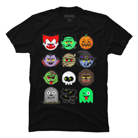 MONSTER FACES Halloween Emoji Shirt Skeleton Dracula Costume